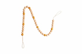 Natural wooden bead garland  - metallic gold